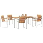 Garten Essgruppe Teak & Edelstahl für 6 Personen Braun