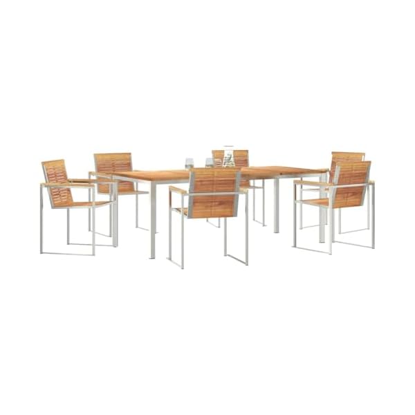 Garten Essgruppe Teak & Edelstahl für 6 Personen Braun