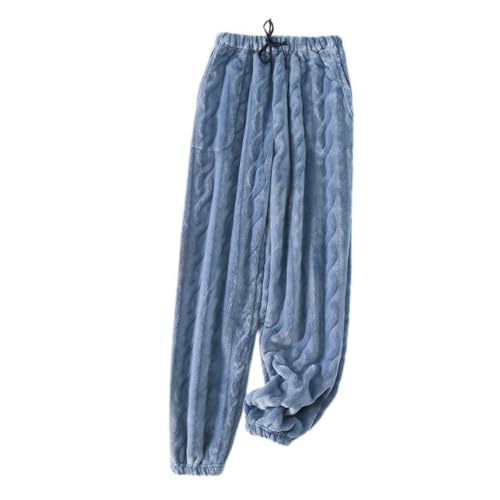 Lu's Chic Men's Long Plush Pajama Pants Fuzzy Fleece Baggy Sweatpants Ankle Length Loose Fit Comfy Winter Sleepwear