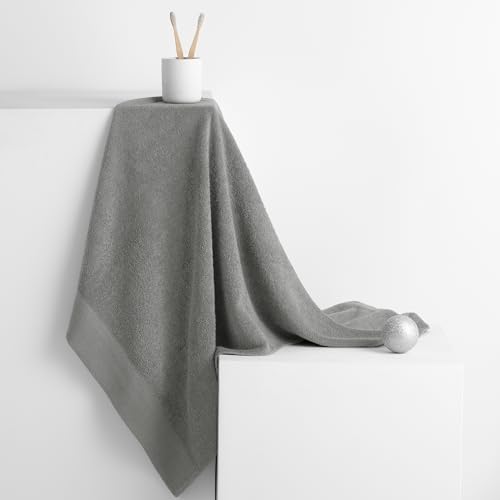 AmeliaHome 30x50 cm Guest Towel 100% Cotton Absorbent Steel Silver Grey Amari