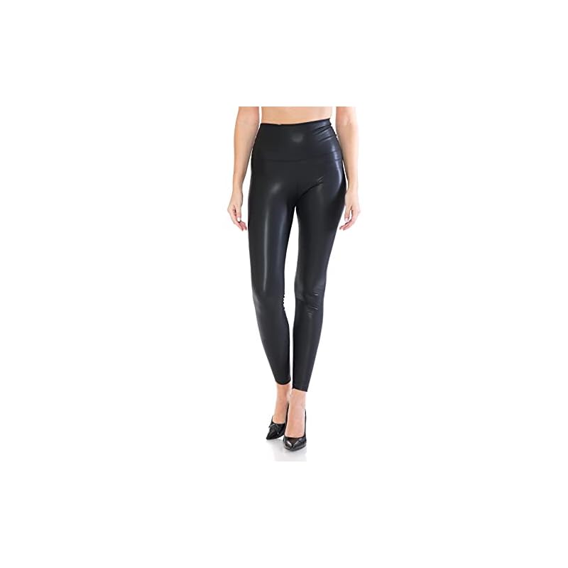 Leggings-Depot-Womens-High-Waist-Comfy-Faux-Leather-Leggings-Tights-Stretchy-Pleather-Pants