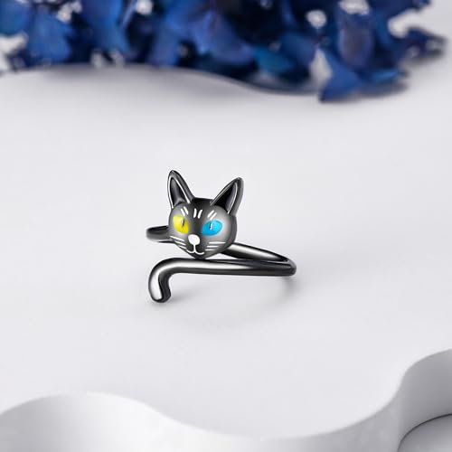 Bague chat noir argent sterling 925 massif URONE - 3