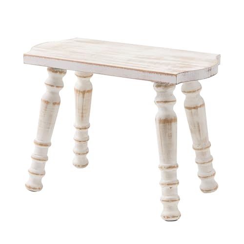 Image of 100% Solid Wooden Stool, Farmhouse Wood Step Stool for Adults, Rustic Plant Stool, Vintage Small Stools for Bathroom, Kitchen, Bedroom, Plant Stand, Home Decor