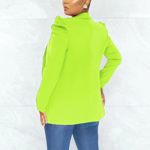 Puff Sleeve Blazers for Women 2023 Pad Shoulder Open Front Work Blazer Suit Business Solid Color Coats Office Jacket3