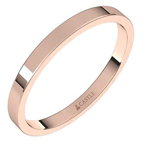 Alliance en or massif de prestige, anneau de mariage plat haut de gamme 2 mm
