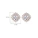 Gold Plated Sparkly Flower Square Cubic Zirconia Crystal Chandelier Rhinestone Stud Earrings Fashion Jewelry for Adult Women (White Gold Plated)