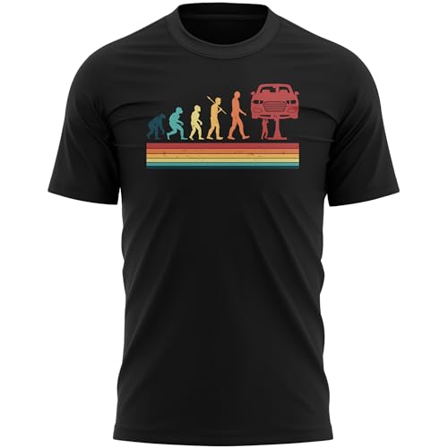 Purple Print House - Purple Print House Funny Automotive Mechanic T Shirt Evolution Stages Design Fathers Day Birthday Gift for Garage Workers, L, Black