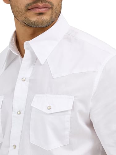 Wrangler Herren Sport Western Basic Two Pocket Short Sleeve Snap Shirt Hemd, Weiß, L – Ansicht 2
