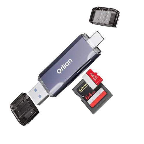 USB 3.0 SD Card Reader,Dual Slots USB 3.0 Type C to Micro SD Card Adapter, Memory Card Reader Adapter for MicroSD, SDHC, SDXC, RS-MMC, MMC, Compatible