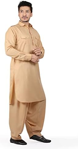 K-ROYALS Men's Cotton Blend Pathani Kurta Pyjama Suit