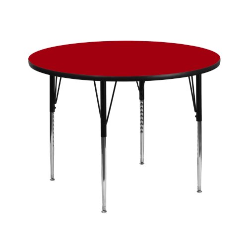 Flash Furniture Wren 42'' Round Red Thermal Laminate Activity Table - Standard Height Adjustable Legs
