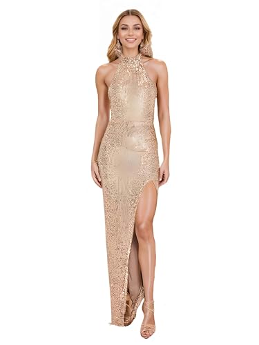 Image of Figdaw High Slit Sexy Evening Gowns Long Prom Dress for Women Formal Elegant