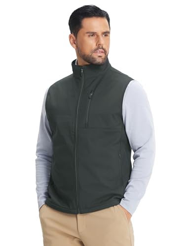 Image of M MAELREG Mens Vests Outerwear Windproof Lightweight Softshell Vests Zip Pockets Sports Sleeveless Jacket Golf Vests for Men