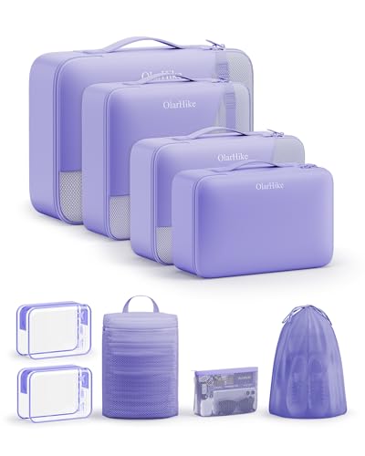 Image of 9 Set Packing Cubes for Travel, Gifts for Women Mom,Anti-Tearing Suitcase Organizer,OlarHike Vacation Essentials & Accessories for Cruise Ship