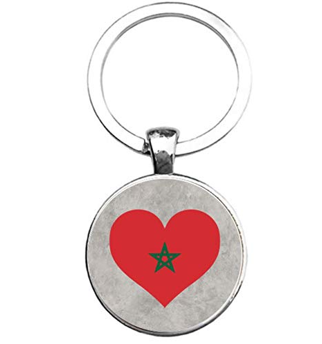 Portachiavi Vetro - Bandiera Marocco, Argento