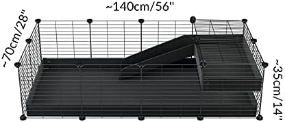 C&C Cage for Guinea Pig 4x2 with Loft & Ramp by KAVEE - Black coroplast