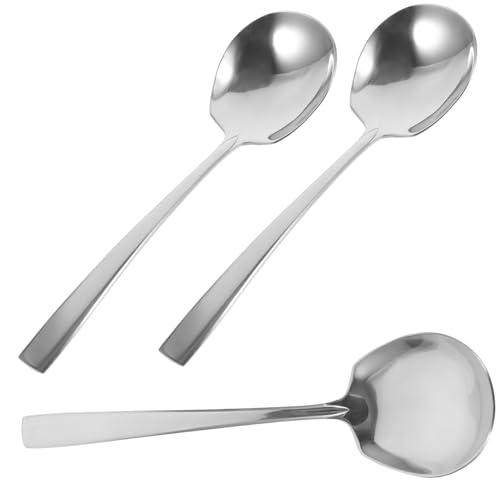 Luxshiny 3Pcs Serving Spoons Utensils with Long Handle for Home Restaurant Buffet Use Ergonomic Grip Scratch Resistant Easy to Clean