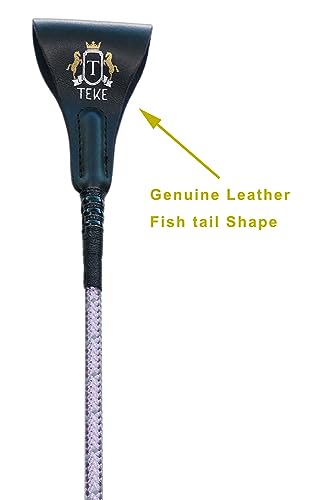 T TEKE 26\" Twinkle Equestrian Whips, Horse Riding Crop with Golf Handle, Reflex Shaft, and Fishtail Genuine Leather Slapper - Thumbnail 4