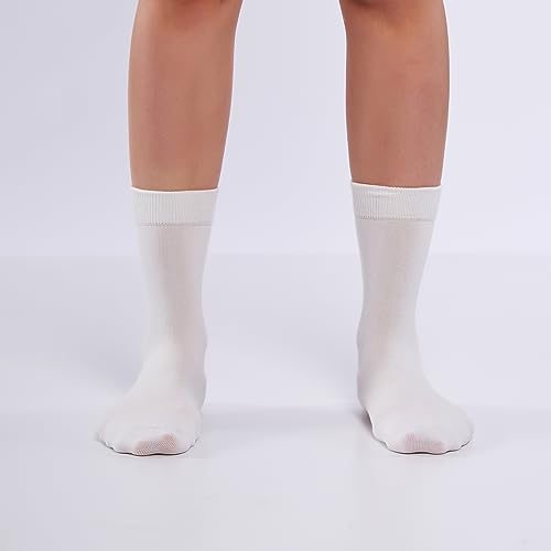 Image of Women's 3 Pairs Cotton Crew Midcalf Socks, Soft & Comfortable Dress Hosiery in Pastel Colors (36 /40)