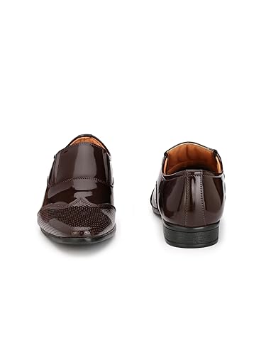 Image of HiREL'S Brogue Patent Shoes Wedding|Lightweight|Comfortable|Soft Cushioned Slip On for Men