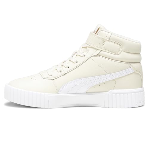 PUMA PUMA Womens Carina 2.0 Mid Sneaker, Alpine Snow Womens White Womens Gold, 11