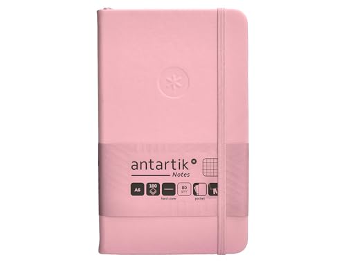 Antartik CUADERNO CON GOMILLA NOTES TAPA DURA A6 HOJAS CUADRICULA ROSA PASTEL 100 HOJAS 80 GR FSC
