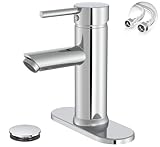 Greenspring Bathroom Sink Faucet Matching Drain Assembly Single Handle One Hole Deck Mount Lavatory Faucet Stainless Steel Chrome