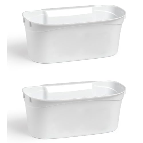 Tradineur - Pack de 2 Cestas recogedoras multiusos para cocina - Fabricado en plástico - Recogedor para diversos usos - 13 x 30 x 17 cm - Color Blanco