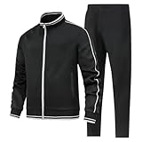 JIASCVGA Men's 2 Pieces Athletic Tracksuit Full-Zip Workout Sweatsuit with Active Jackets and Pants