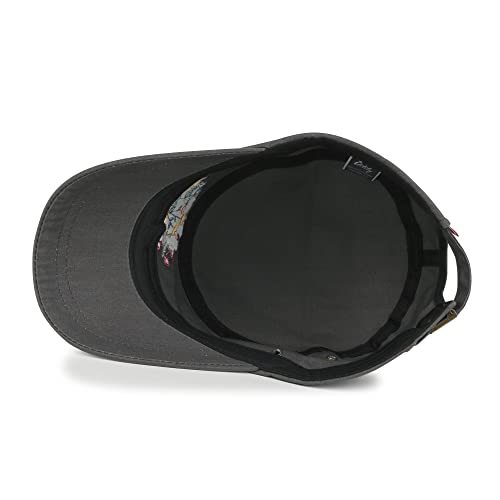 Image of ililily Crystal Gemstone Stud Flower Vintage Cotton Military Army Hat Cadet Cap