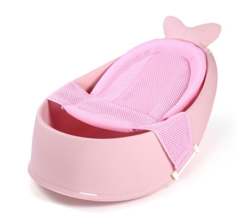 ベビーバスタブ ベビーバスタブ ネットバッグ 新生児 大型バスタ 座ったり横になったりできるバスタブ用品 (78*55*34cm,ピンク + ネット)
