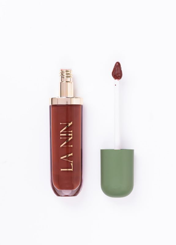 Image of La Nin Skinny Dip Peptide Infused Lip Oil Spicy Latte | Warm Brown for Women | Nourishing Peptide Lip Oil | Smooth Glossy Non Sticky Finish | 6 ml