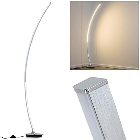 Lámpara de pie LED Nagu - diseño curvado de aluminio cepillado Cover