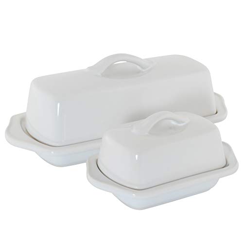Chantal Covered Butter Dish Set, White