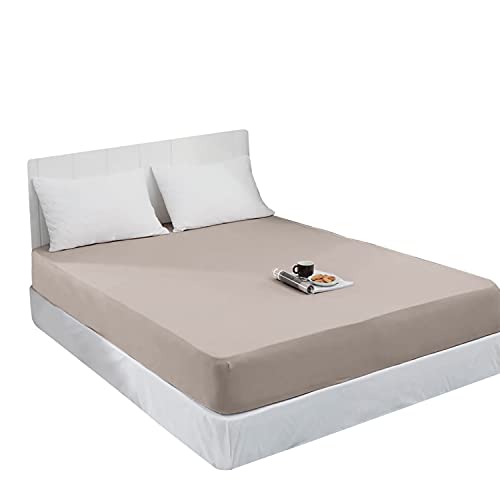 Mixibaby Spannbettlaken Jersey Spannbetttuch 100% Baumwolle Bettlaken Spannbettuch Laken 28 Farben, Größe:200 x 200 cm, Farbe:Beige Cover