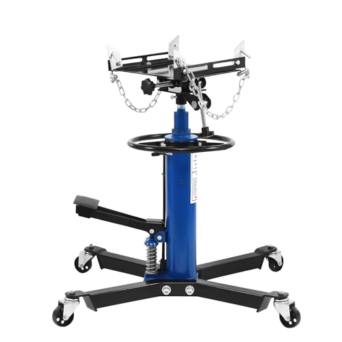 H-YEEU Hydraulic Transmission Jack 1600LBS (0.75 Ton) Heavy Duty High Lift Transmission Jack Hoist with Dual Spring Adjustable Height 3570 360 Swivel Whee 30 Tilt Saddle