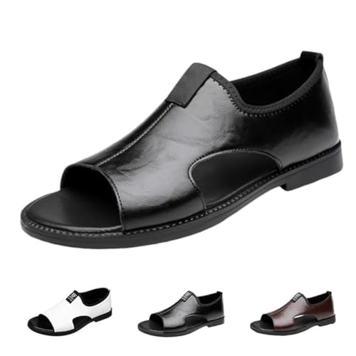 Sandalias de cuero para hombre planas y ligeras de piel sintética