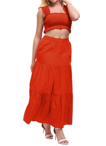Image of Women's 2 Piece Beach Skirts Sexy Party Dress Crop Top and Long Skirt Sets
