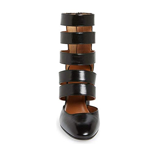 YDN Women Gladiator Strappy Sandals Block High Heel Round Toe Hollow Out Pumps Size 4-15 US2