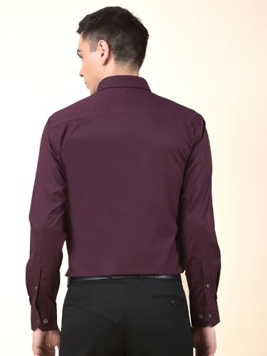 Image of Cantabil Formal Shirt for Men | Breathable & Soft with Color Fastness Regular Cotton Fabric Solid Pattern (P MSHF00364H)