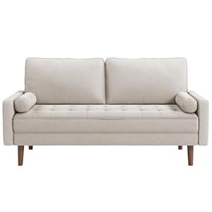 Vesgantti 2 Seater Sofa, 68 inch Fabric Couches for Living Room, Mid Century Modern Loveseat Sofas w/Armrest, Button Tufted Seat Cushion, Modern Couch for Bedroom, Apartment, Office, Beige