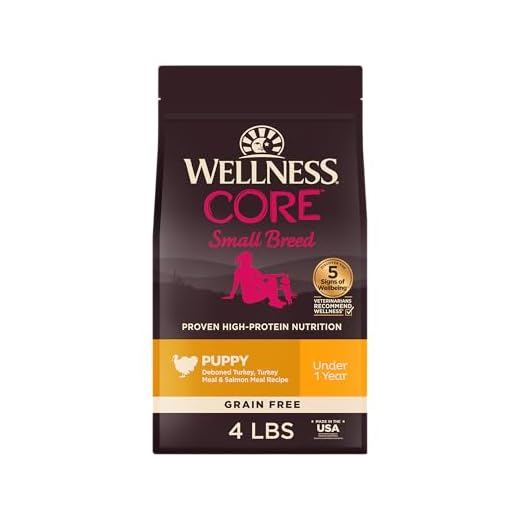 Wellness CORE Small Breed Puppy Dry Dog Food, Grain Free Kibble, Natural, High Protein, Turkey and Salmon Recipe, 4 lb Bag