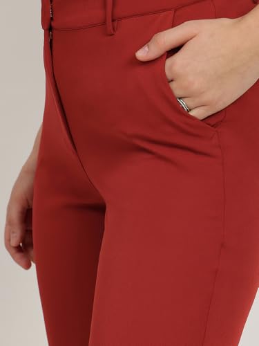 Image of FableStreet Women's Formal Trousers | Mid-Rise Straight-Leg Design | Flat Front & Permanent Crease | Polyester Lycra Fabric | Office Wear & Business Meeting