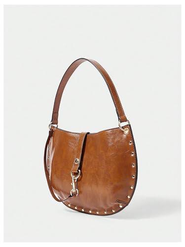 Verdusa Women Vintage Studded Leather Shoulder Bag Top Handle Asymmetrical Clutch Purses2