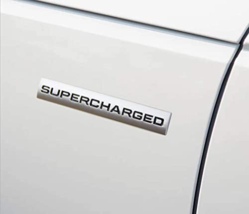 Image of 2Pcs 3D Raised Supercharged Logo Car Emblem Premium Auto Badge Rear Trunk Sticker Side Decal (Black red)
