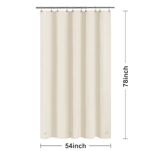 Image of Barossa Design 54W x 78H Stall Shower Curtain Liner Beige - Waterproof Lightweight PEVA Plastic Shower Liner with 3 Magnets & Metal Grommets - Beige