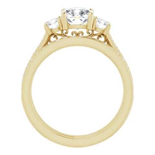 10K Solid Gold Handmade Engagement Rings 1.00 CT Cushion Cut Moissanite Diamond Solitaire Wedding/Bridal Ring Set for Women/Her Propose Ring4