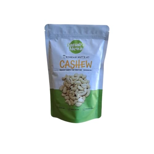 Image of NATURE'S MEWA Konkan Cashew Nuts W320 Premium Whole Kaju | Crunchy & Fresh Natural Cashews for Snacking, Cooking & Sweets | Rich in Protein & Healthy Fats 100 GM