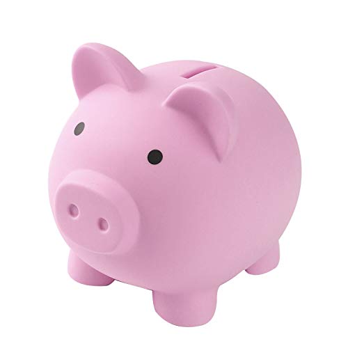 SOBEIT Piggy Bank for Kids, Unbreakable Plastic Piggy Bank for Girls Boys Kids Adults, Large Piggy Bank Coin Bank Money Bank Great for Nursery DÃ©cor, Home DÃ©cor, Keepsake, Birthday Giftï¼ˆPinkï¼‰