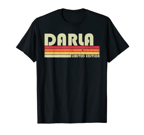DARLA - Nome de presente personalizado retro vintage 80s 90s aniversário t-shirt, Preto